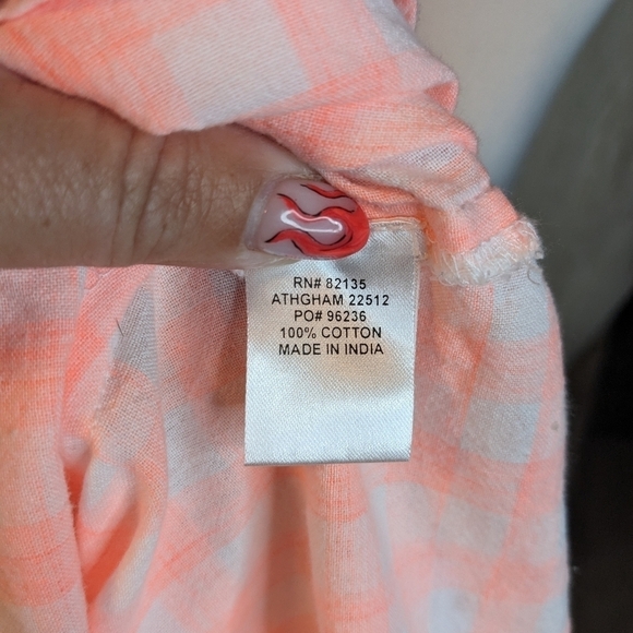 Coral Pink COASTAL BARBIE Gingham Tunic ~ FRESH PRODUCE~ Summer plaid Sz XS/S - Picture 6 of 11